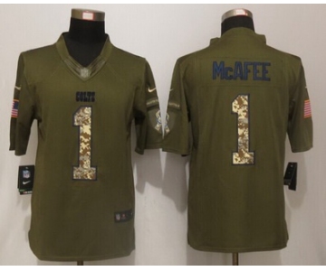 Men's Indianapolis Colts #1 Pat McAfee Green Salute To Service 2015 NFL Nike Limited Jersey