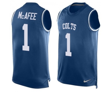 Men's Indianapolis Colts #1 Pat McAfee Royal Blue Hot Pressing Player Name & Number Nike NFL Tank Top Jersey