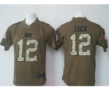 Men's Indianapolis Colts #12 Andrew Luck Green Salute To Service 2015 NFL Nike Limited Jersey