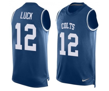 Men's Indianapolis Colts #12 Andrew Luck Royal Blue Hot Pressing Player Name & Number Nike NFL Tank Top Jersey