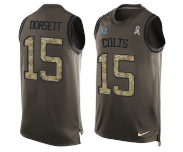 Men's Indianapolis Colts #15 Phillip Dorsett Green Salute to Service Hot Pressing Player Name & Number Nike NFL Tank Top Jersey