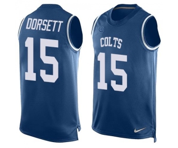 Men's Indianapolis Colts #15 Phillip Dorsett Royal Blue Hot Pressing Player Name & Number Nike NFL Tank Top Jersey