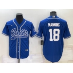 Men's Indianapolis Colts #18 Peyton Manning Blue Stitched MLB Cool Base Nike Baseball Jersey
