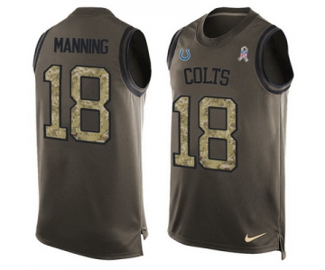 Men's Indianapolis Colts #18 Peyton Manning Green Salute to Service Hot Pressing Player Name & Number Nike NFL Tank Top Jersey