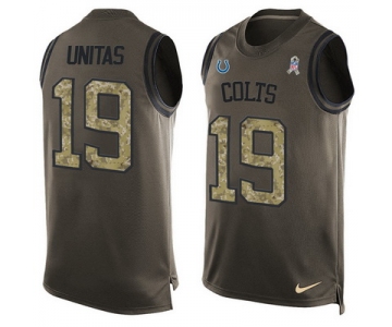 Men's Indianapolis Colts #19 Johnny Unitas Green Salute to Service Hot Pressing Player Name & Number Nike NFL Tank Top Jersey