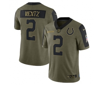 Men's Indianapolis Colts #2 Carson Wentz Nike Olive 2021 Salute To Service Limited Player Jersey