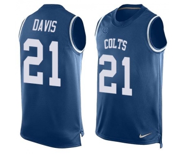 Men's Indianapolis Colts #21 Vontae Davis Royal Blue Hot Pressing Player Name & Number Nike NFL Tank Top Jersey