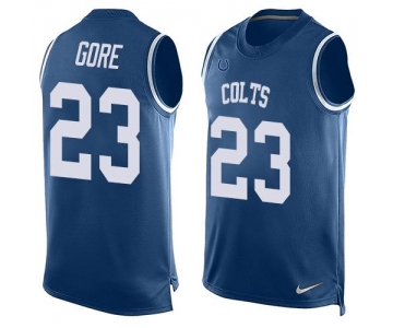 Men's Indianapolis Colts #23 Frank Gore Royal Blue Hot Pressing Player Name & Number Nike NFL Tank Top Jersey