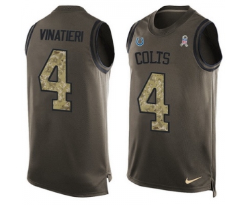 Men's Indianapolis Colts #4 Adam Vinatieri Green Salute to Service Hot Pressing Player Name & Number Nike NFL Tank Top Jersey