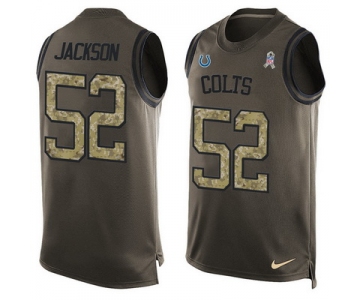 Men's Indianapolis Colts #52 D'Qwell Jackson Green Salute to Service Hot Pressing Player Name & Number Nike NFL Tank Top Jersey