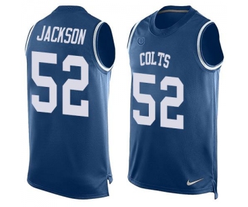 Men's Indianapolis Colts #52 D'Qwell Jackson Royal Blue Hot Pressing Player Name & Number Nike NFL Tank Top Jersey