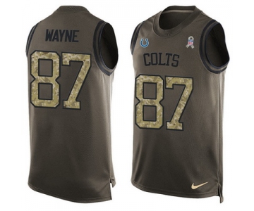 Men's Indianapolis Colts #87 Reggie Wayne Green Salute to Service Hot Pressing Player Name & Number Nike NFL Tank Top Jersey