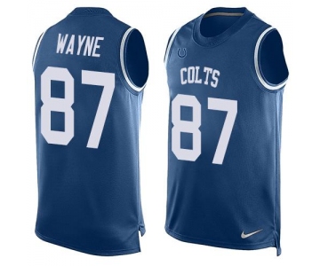 Men's Indianapolis Colts #87 Reggie Wayne Royal Blue Hot Pressing Player Name & Number Nike NFL Tank Top Jersey