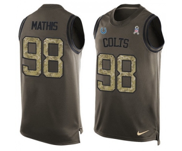 Men's Indianapolis Colts #98 Robert Mathis Green Salute to Service Hot Pressing Player Name & Number Nike NFL Tank Top Jersey