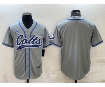 Men's Indianapolis Colts Blank Grey Cool Base Stitched Baseball Jersey