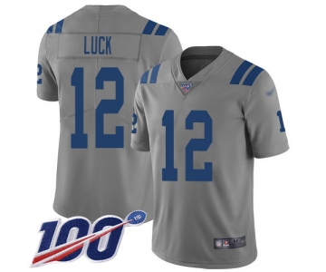 Nike Colts #12 Andrew Luck Gray Men's Stitched NFL Limited Inverted Legend 100th Season Jersey