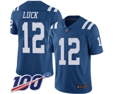 Nike Colts #12 Andrew Luck Royal Blue Men's Stitched NFL Limited Rush 100th Season Jersey