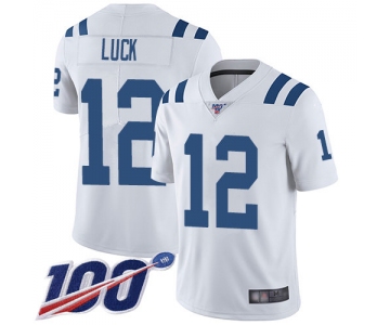 Nike Colts #12 Andrew Luck White Men's Stitched NFL 100th Season Vapor Limited Jersey