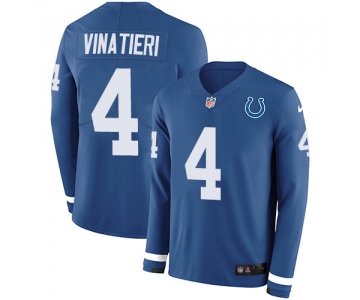 Nike Colts #4 Adam Vinatieri Royal Blue Team Color Men's Stitched NFL Limited Therma Long Sleeve Jersey