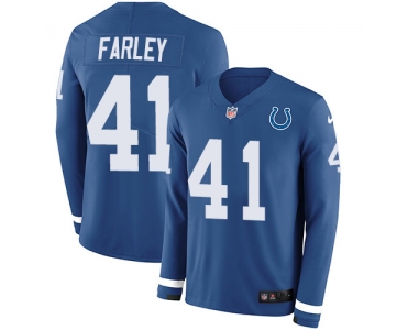 Nike Colts #41 Matthias Farley Royal Blue Team Color Men's Stitched NFL Limited Therma Long Sleeve Jersey