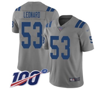 Nike Colts #53 Darius Leonard Gray Men's Stitched NFL Limited Inverted Legend 100th Season Jersey