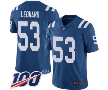 Nike Colts #53 Darius Leonard Royal Blue Team Color Men's Stitched NFL 100th Season Vapor Limited Jersey