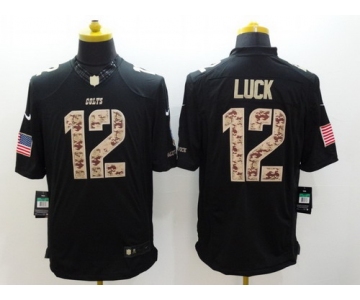 Nike Indianapolis Colts #12 Andrew Luck Salute to Service Black Limited Jersey