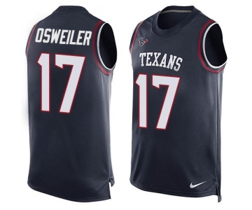 Men's Houston Texans #17 Brock Osweiler Navy Blue Hot Pressing Player Name & Number Nike NFL Tank Top Jersey