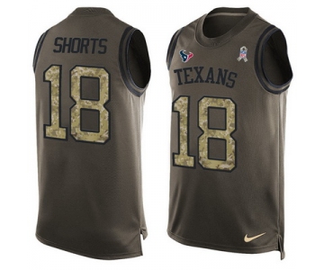 Men's Houston Texans #18 Cecil Shorts Green Salute to Service Hot Pressing Player Name & Number Nike NFL Tank Top Jersey