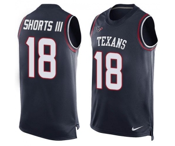 Men's Houston Texans #18 Cecil Shorts III Navy Blue Hot Pressing Player Name & Number Nike NFL Tank Top Jersey