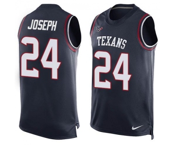 Men's Houston Texans #24 Johnathan Joseph Navy Blue Hot Pressing Player Name & Number Nike NFL Tank Top Jersey