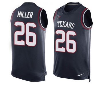 Men's Houston Texans #26 Lamar Miller Navy Blue Hot Pressing Player Name & Number Nike NFL Tank Top Jersey