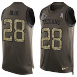 Men's Houston Texans #28 Alfred Blue Green Salute to Service Hot Pressing Player Name & Number Nike NFL Tank Top Jersey