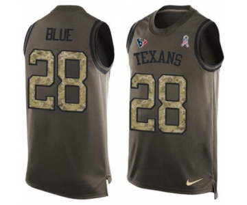 Men's Houston Texans #28 Alfred Blue Green Salute to Service Hot Pressing Player Name & Number Nike NFL Tank Top Jersey