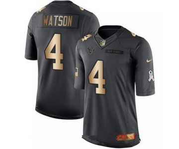 Men's Houston Texans #4 Deshaun Watson Anthracite Gold 2016 Salute To Service Stitched NFL Nike Limited Jersey