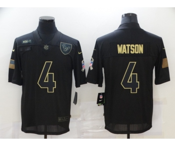 Men's Houston Texans #4 Deshaun Watson Black 2020 Salute To Service Stitched NFL Nike Limited Jersey