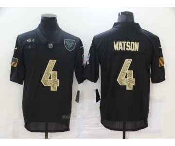 Men's Houston Texans #4 Deshaun Watson Black Camo 2020 Salute To Service Stitched NFL Nike Limited Jersey