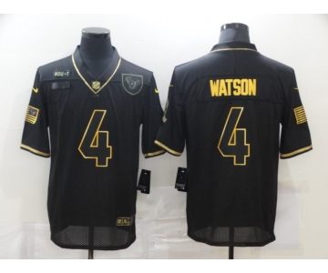 Men's Houston Texans #4 Deshaun Watson Black Gold 2020 Salute To Service Stitched NFL Nike Limited Jersey