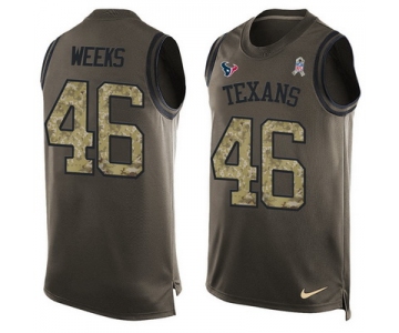 Men's Houston Texans #46 Jon Weeks Green Salute to Service Hot Pressing Player Name & Number Nike NFL Tank Top Jersey