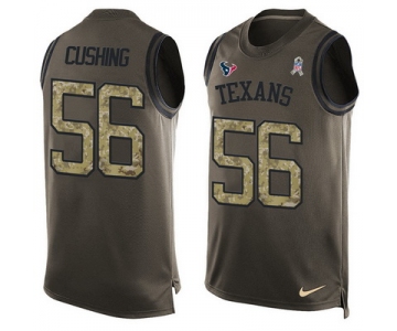 Men's Houston Texans #56 Brian Cushing Green Salute to Service Hot Pressing Player Name & Number Nike NFL Tank Top Jersey