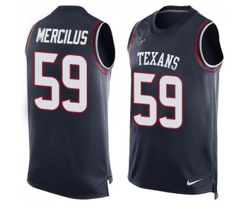 Men's Houston Texans #59 Whitney Mercilus Navy Blue Hot Pressing Player Name & Number Nike NFL Tank Top Jersey