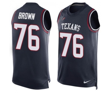 Men's Houston Texans #76 Duane Brown Navy Blue Hot Pressing Player Name & Number Nike NFL Tank Top Jersey