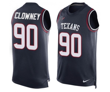 Men's Houston Texans #90 Jadeveon Clowney Navy Blue Hot Pressing Player Name & Number Nike NFL Tank Top Jersey