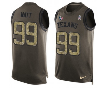 Men's Houston Texans #99 J.J.Watt Green Salute to Service Hot Pressing Player Name & Number Nike NFL Tank Top Jersey