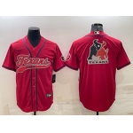 Men's Houston Texans Red Team Big Logo With Patch Cool Base Stitched Baseball Jersey
