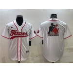 Men's Houston Texans White Team Big Logo With Patch Cool Base Stitched Baseball Jersey