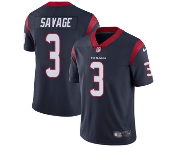 Nike Houston Texans #3 Tom Savage Navy Blue Team Color Men's Stitched NFL Vapor Untouchable Limited Jersey