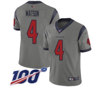 Nike Texans #4 Deshaun Watson Gray Men's Stitched NFL Limited Inverted Legend 100th Season Jersey