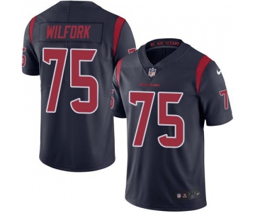 Nike Texans #75 Vince Wilfork Navy Blue Men's Stitched NFL Limited Rush Jersey