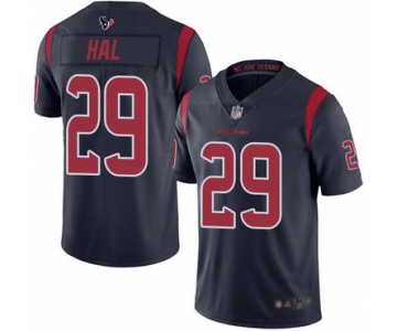 Texans #29 Andre Hal Navy Blue Men's Stitched Football Limited Rush Jersey